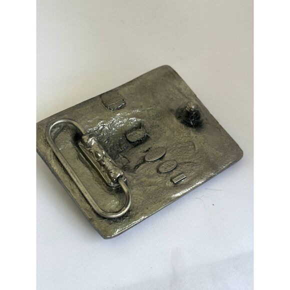 Bergamot belt buckle Silver Tone Bison Amber colored Resin - Picture 4 of 7